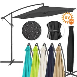 ECD-Germany alumiini aurinkosuoja antrasiitti Ø 300 cm kierros sis. Crank /