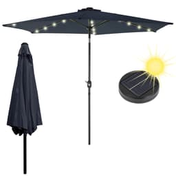Parasol med kurvel inkl. LED Solar Ø 300 cm Navy Blue lavet af Polyester