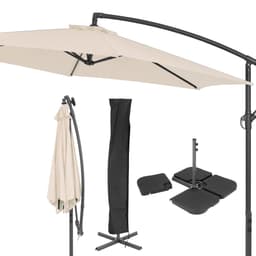 Parasol med krank og overtræk inkl. stativ Ø 300 cm Creme af aluminium og