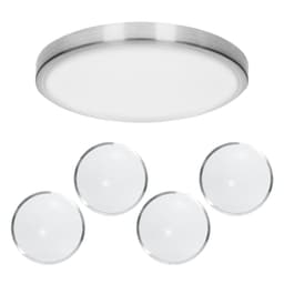 ECD Germany 5 x LED-taklampa 12W Ø 30 cm rund 725 lumen 220-240V aluminium matt