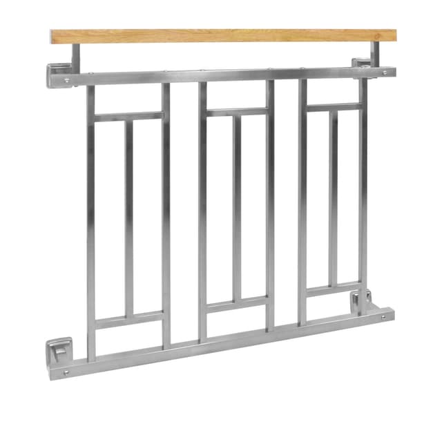 Fransk altan gelænder bar gelænder i rustfrit stål 100x90 cm træ-finish gitter