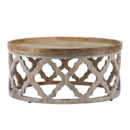 WOMO-DESIGN Orientaliskt soffbord Madrid Ø75x35 cm runt, natur / vit, massiv
