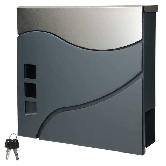 ECD Germany moderne design brevkasse med avisrum 37 x 10,5 x 36,5 cm antracit /