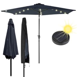 Parasol med vev och lock inkl. LED Solar Ø 300 cm Blå tillverkad av Polyester