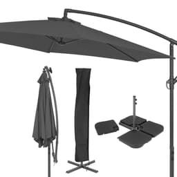 Parasol med kurve antracit Ø 300 cm i aluminium og polyester
