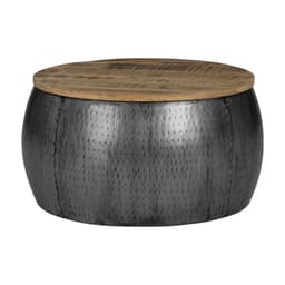 WOMO-DESIGN Handgjorda soffbord Foshan rund Ø 60x38cm, natur / silver, mango trä
