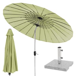 Parasol Shanghai med stativ Ø 270 cm Grøn fremstillet af aluminium og polyester