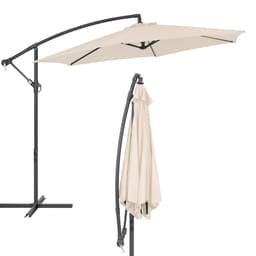 ECD-Germany aluminium parasol creme Ø 300 cm runde incl. Winch og piedestal,