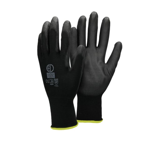 ECD 36 Germany par PU-arbete handskar, storlek 8-M, Svart, mekaniker handskar