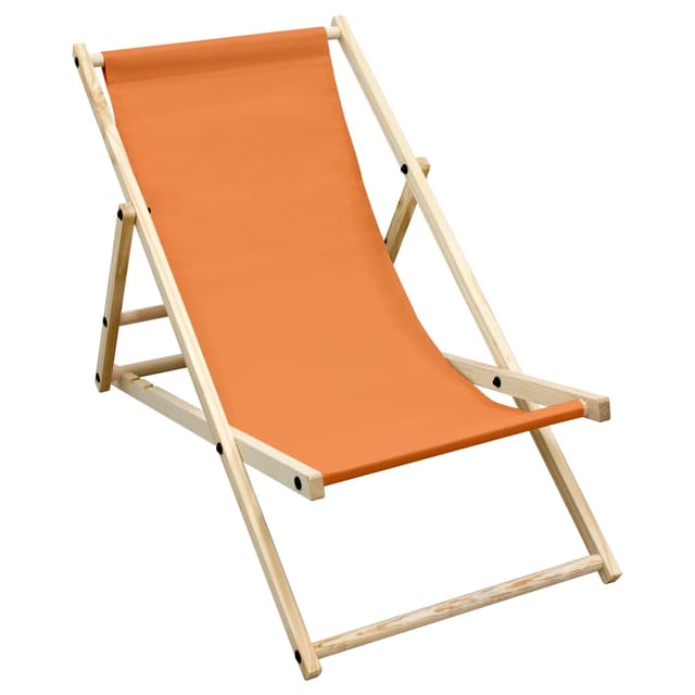 ECD Germany vikbar solstol av trä - 3 liggande lägen - upp till 120 kg - orange