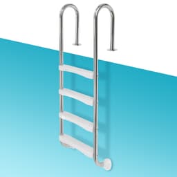 ECD Germany V2A rustfrit stål pool stigen med 4 trin, 26,5x54x155 cm, runde