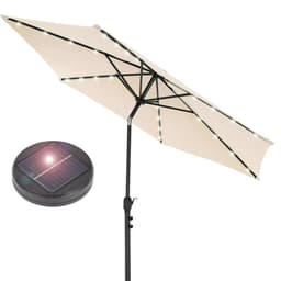 ECD-Germany Alu sateenvarjo kerma Ø 300 cm pyöreä LED auringon valaistus ja