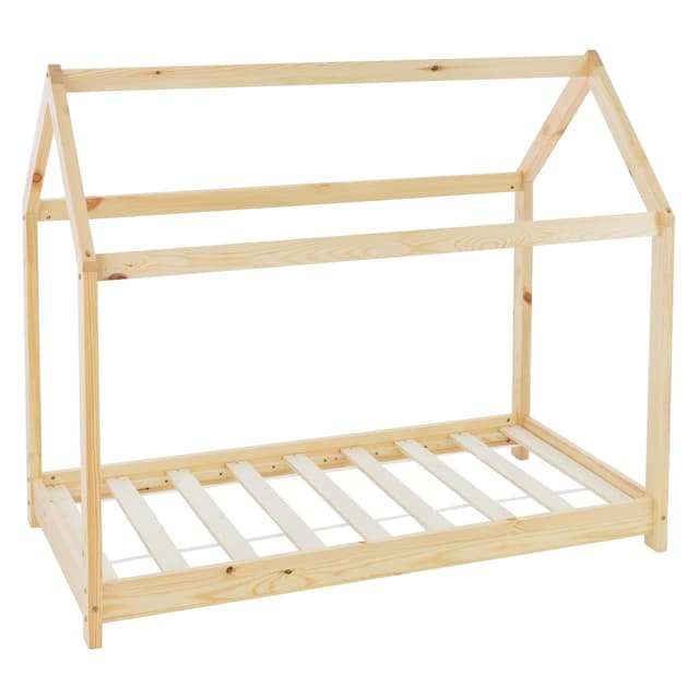 ML Design COT 80x160 cm med tag og slattedramme, natur, boligblå til piger og