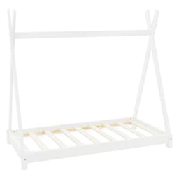 ML Design cot tipi 70 x 140 cm med slatt ram, vit, indisk säng gjord av massivt
