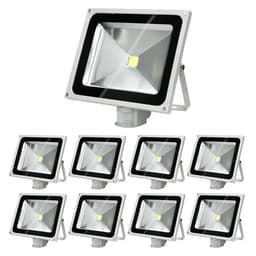 ECD Germany 9 stykker LED projektør udendørs 50W med bevægelsesdetektor - 6000K