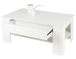 ML Design soffbord med 1 låda och hyllplan, 110 × 65 × 48 cm, spånskiva, vit,