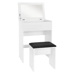 Garderobeskab med spejl inkl. skammel 60x40x122 cm Hvid MDF ML-Design
