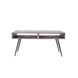 WOMO-DESIGN Modernt soffbord 100cm grått massivt trä mangoträ med 2 lådor och