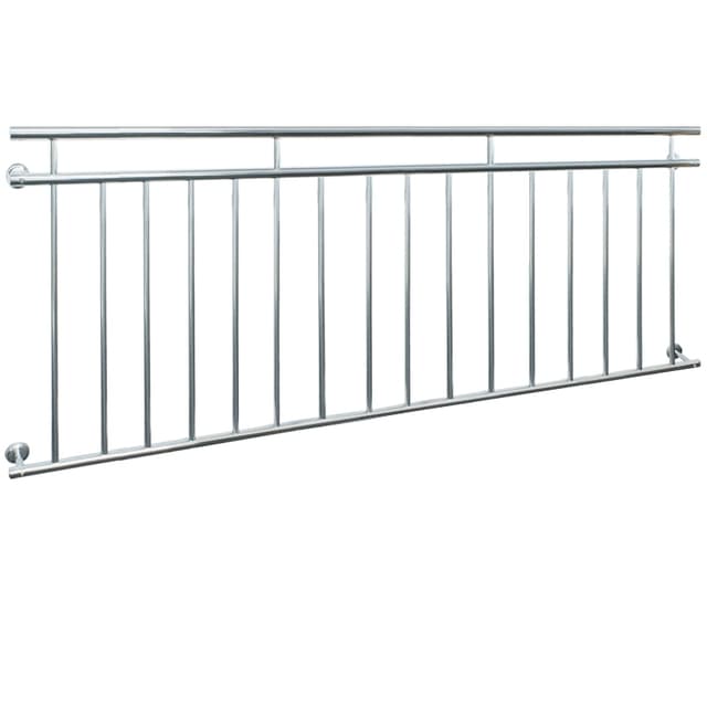 ECD Germany fransk balkong 225 x 90 cm | 16 tvärbalkar | speglande | rostfritt