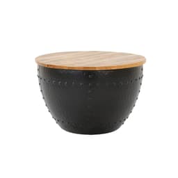 WOMO-DESIGN håndlavet sofabord rundt Ø 61x39 cm sort massivt træ mango metal