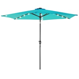 ECD-Germany Alu sateenvarjo Turquoise Ø 300 cm pyöreä LED auringon valaistus ja