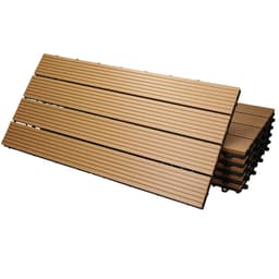 ECD Germany WPC terrassplattor 60x30 cm 6-delars set för 1m² teak i trä look för