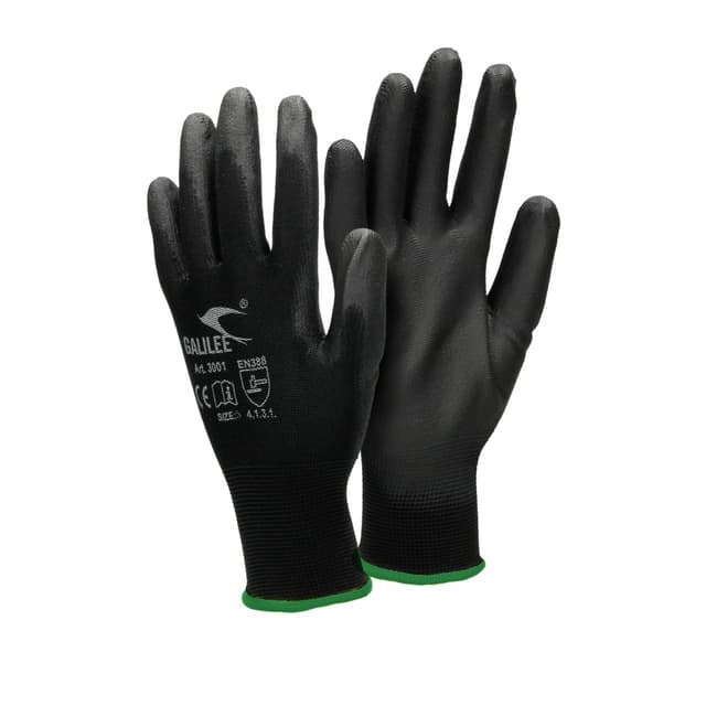 ECD Germany 1 par arbetshandskar med PU-beläggning - storlek 11-XXL - svart -
