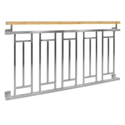 Fransk altan gelænder bar gelænder i rustfrit stål 156x90 cm træ-finish gitter