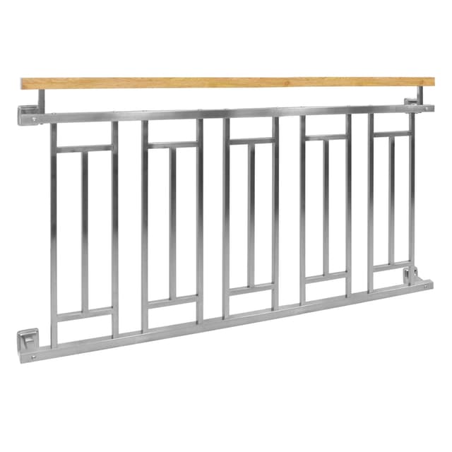 Fransk balkongräcket bar räcke rostfritt stål 156x90 cm trä finish galler