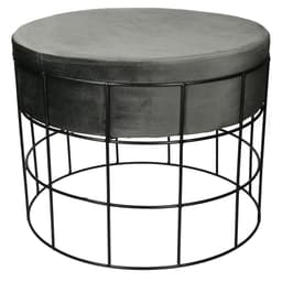 ECD Germany designpall Ø 43 x 33 cm rund med sammetöverdrag och metallram -