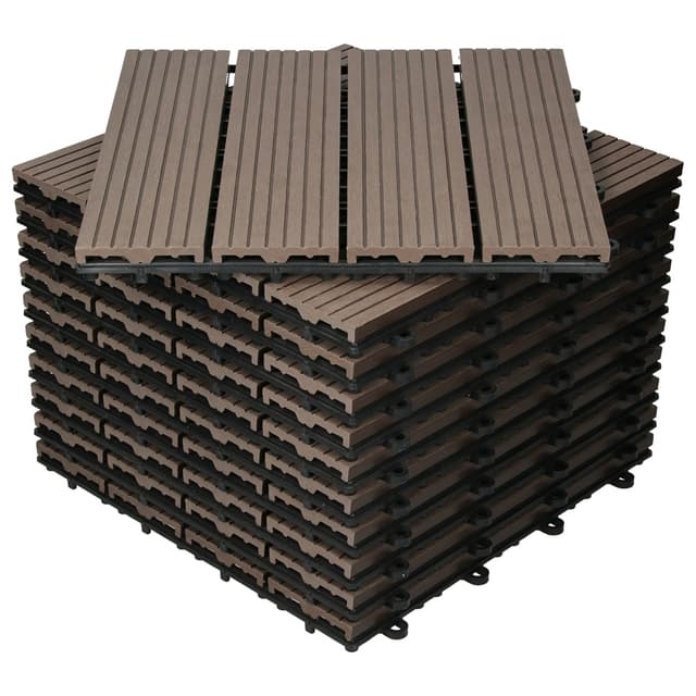 ECD Germany WPC terrassefliser 30x30 cm 11er besparelsessæt til 1m² mørkebrun i
