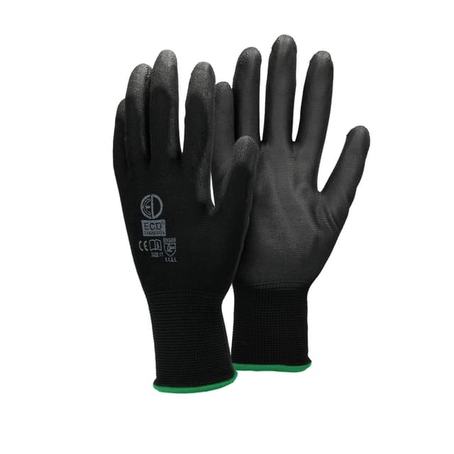 ECD Germany 24 par arbetshandskar med PU-beläggning - storlek 11-XXL - svart -