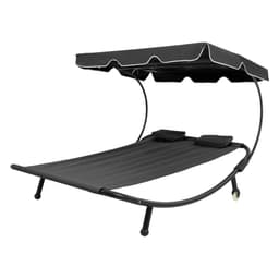 ECD Germany Dobbelt Bagage Dobbelt Sun Lounger i sort med soltag justerbar, pude