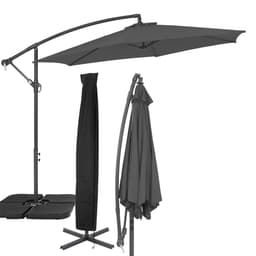 Parasol med vev inkl. överdrag och vikt för stativ Ø 270 cm Grå av polyester