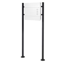 Brevlåda med tidningsfack 37x10,5x36,5 cm vit/svart stål inkl. brevlådeställ