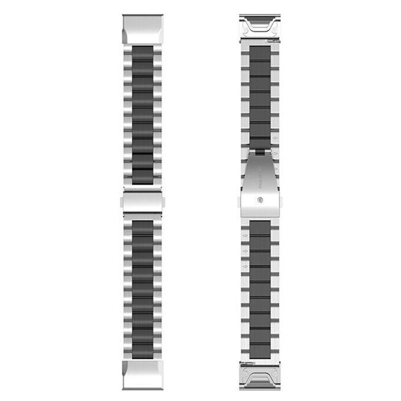 Rustfrit stål urrem Garmin Quatix 7 - Sølv/Sort