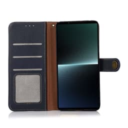 Mobil lommebok 3-korts lær RFID Sony Xperia 1 V - Blå