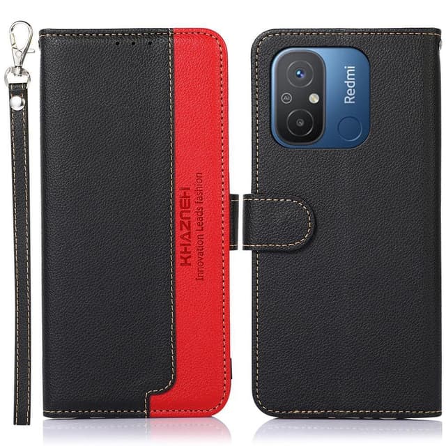 KHAZNEH Plånboksfodral till Xiaomi Redmi 12C - Svart/Röd