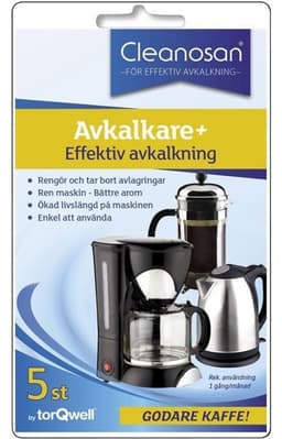 Avkalkingstabletter for kaffetraktere og strykejern