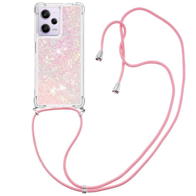 SKALO Xiaomi Redmi Note 12 Pro 5G Kvicksand Glitter Mobilhalsband - Rosa