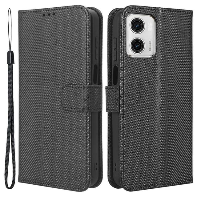 SKALO Motorola Moto G73 5G Premium Mini Rhombus Lompakkokotelo - Musta
