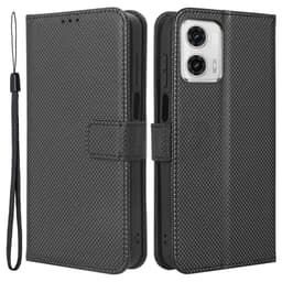 SKALO Motorola Moto G73 5G Premium Mini Rhombus Wallet Flip Cover - Sort