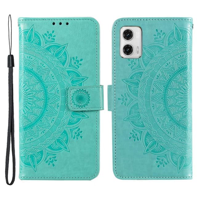 SKALO Motorola Moto G73 5G Mandala Flip Cover - Turkis