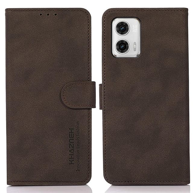 SKALO Motorola Moto G73 5G KHAZNEH Lompakkokotelo PU-nahasta - Ruskea
