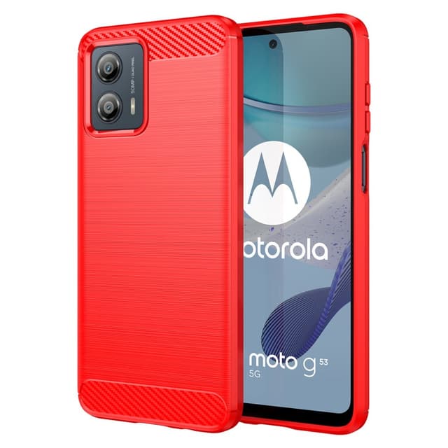 SKALO Motorola Moto G53 5G Armor Carbon Stöttåligt TPU-skal - Röd