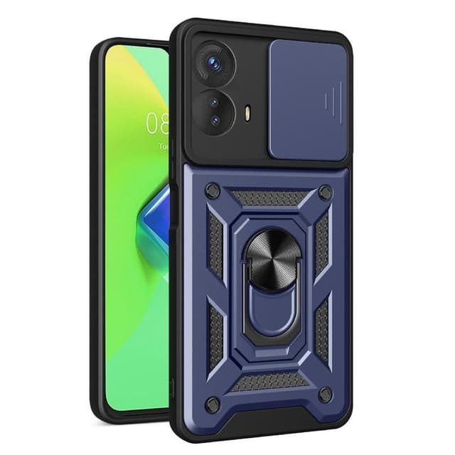 SKALO Motorola Moto G53 5G Armor Hybrid Metal Ring Camera Slider - Blå