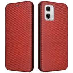 SKALO Motorola Moto G23 4G Carbon Fiber Plånboksfodral - Brun