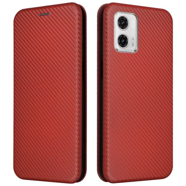 SKALO Motorola Moto G23 4G Carbon Fiber Plånboksfodral - Brun