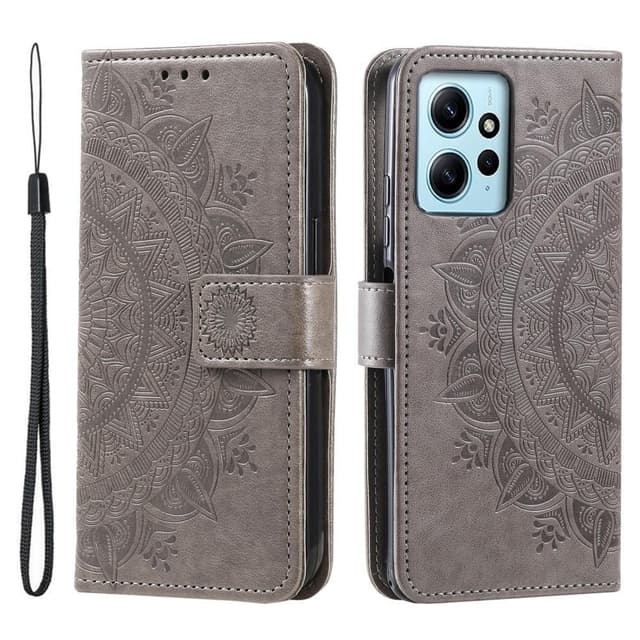 SKALO Xiaomi Redmi Note 12 4G Mandala Plånboksfodral - Grå