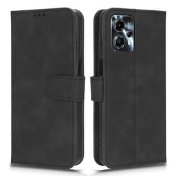 SKALO Motorola Moto G53 5G Matt PU Nahka lompakkokotelo - Musta
